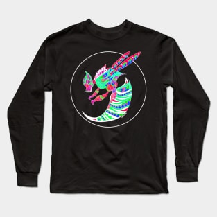 wonderfull killer bee in tribal of color rainbow neon ecopop art Long Sleeve T-Shirt